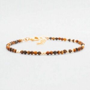 Tiger Eye Gold Beaded Bracelet in Earth Tones. New.